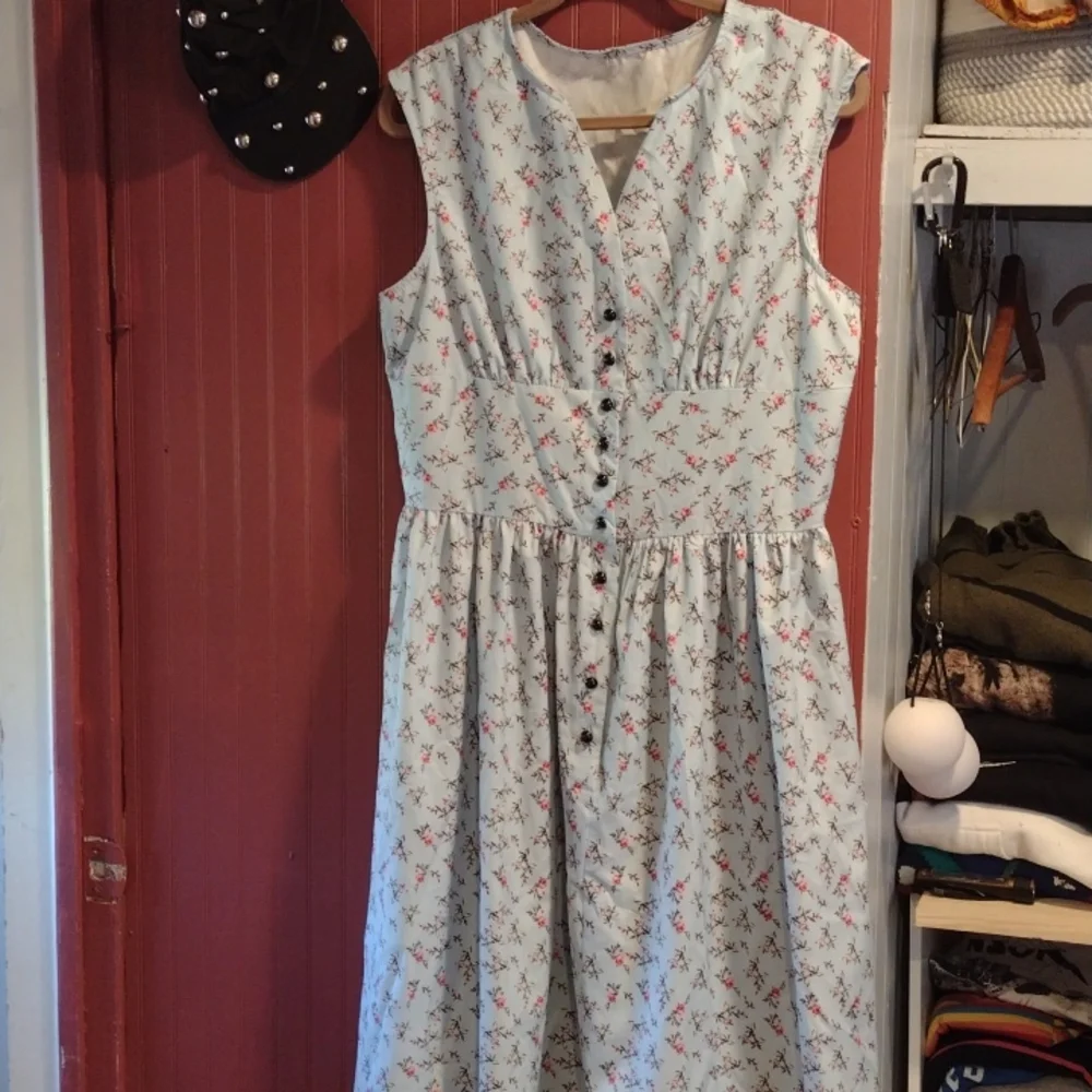 Retro Inspired Ditzy Floral A Line Blue Dress XL - Picture 2 of 6
